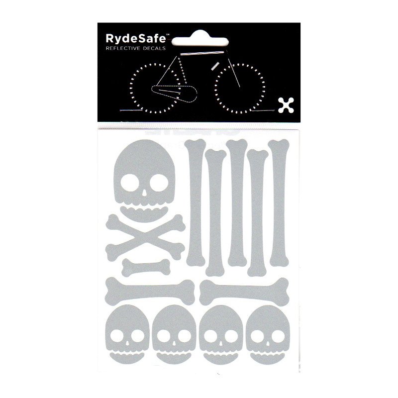 Reflektierende Skull & Bones Sticker fürs Fahrrad von