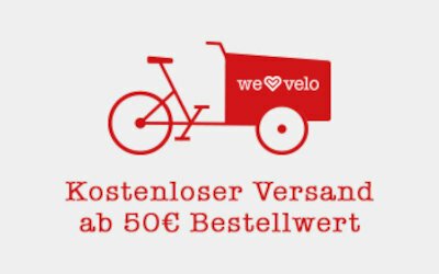 Ab sofort bei uns: Versandkostenfrei ab 50€ bei Versand innerhalb Deutschlands - Ab sofort bei We Love Velo: Kostenloser Versand ab 50€ Bestellwert