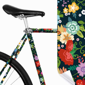MOOXIBIKE Fahrradfolie Blumen (Schwarz)