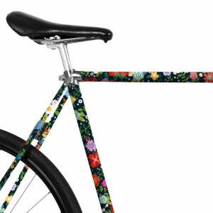 MOOXIBIKE Fahrradfolie Blumen (Schwarz)