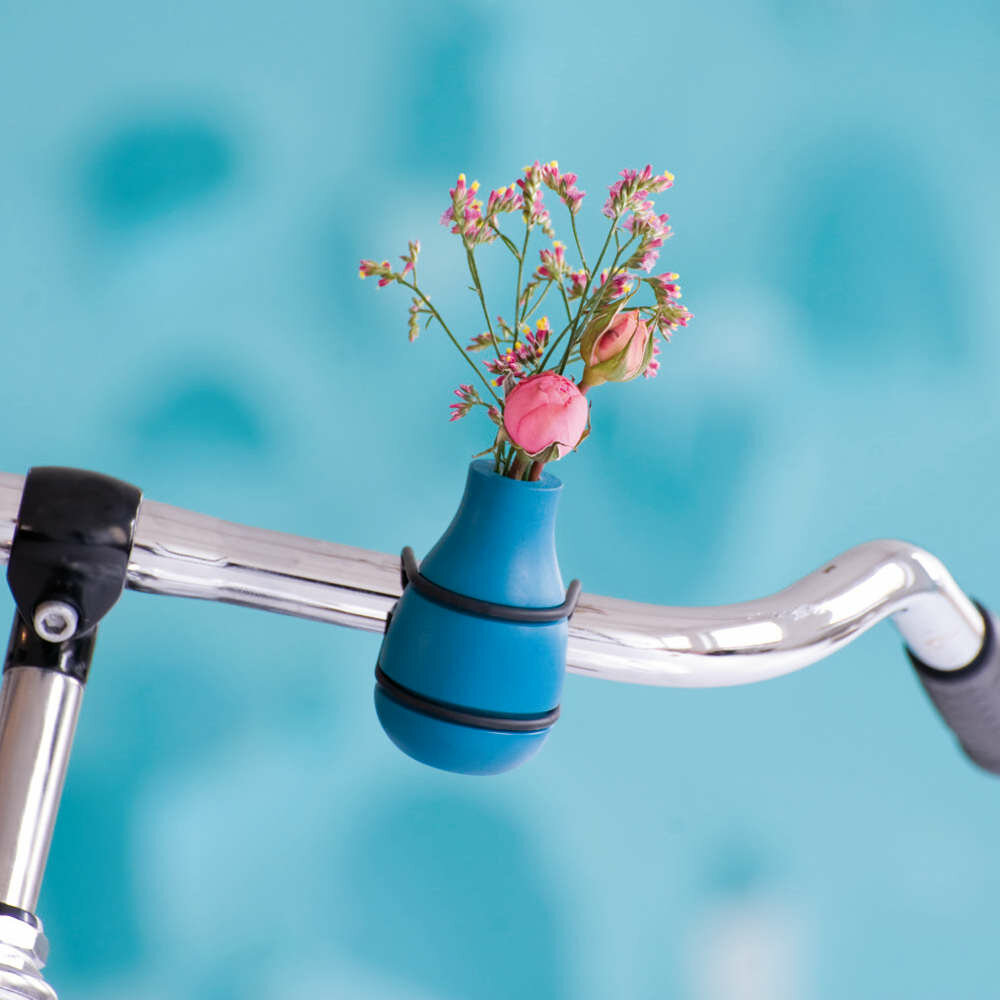 Frieda Vase für den Fahrradlenker aus Holz in türkis, 14