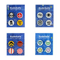 RydeSafe Reflective Buttons - Reflektierende Buttons / Pins / Badges (1 Stk. / 4er-Pack)