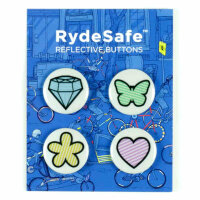 RydeSafe Reflective Buttons - Reflektierende Buttons / Pins / Badges (1 Stk. / 4er-Pack)