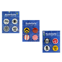 RydeSafe Reflective Buttons - Reflektierende Buttons / Pins / Badges (1 Stk. / 4er-Pack)