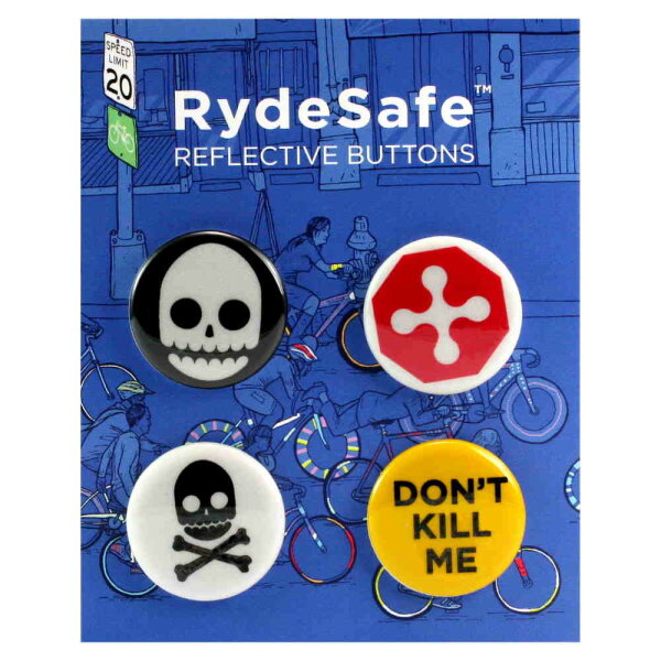 RydeSafe - Reflektierende Buttons "Gnarly" ( 4er-Pack)