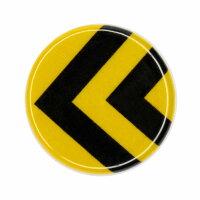 RydeSafe - Reflektierender Button "Verkehrsschild schwarz/gelb" (1 Stk.)