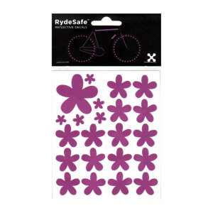 RydeSafe Reflective Bike Decals Flowers Kit - Reflektierende Blumen Sticker (Lila / Violett)