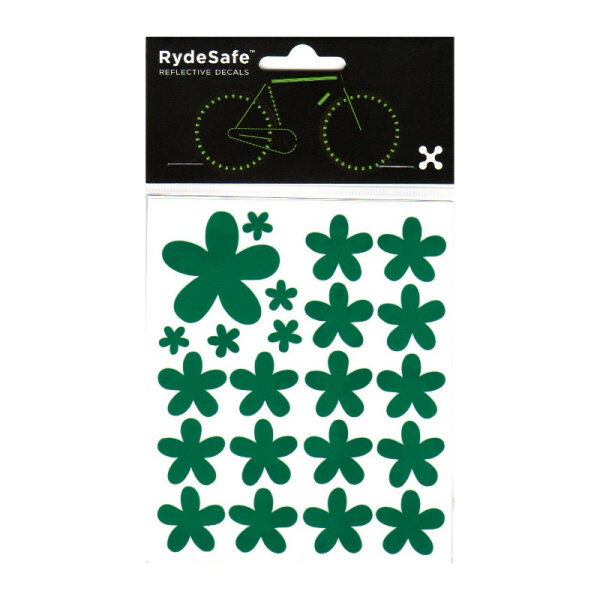 RydeSafe Reflective Bike Decals Flowers Kit - Reflektierende Blumen Sticker (Grün)