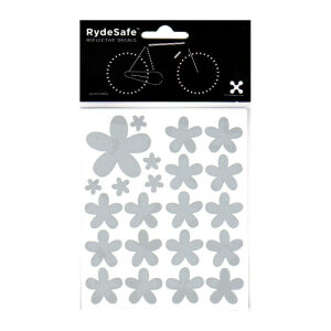 RydeSafe Reflective Bike Decals Flowers Kit - Reflektierende Blumen Sticker (Weiß / Silber)