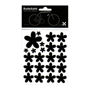 RydeSafe Reflective Bike Decals Flowers Kit - Reflektierende Blumen Sticker (Schwarz)