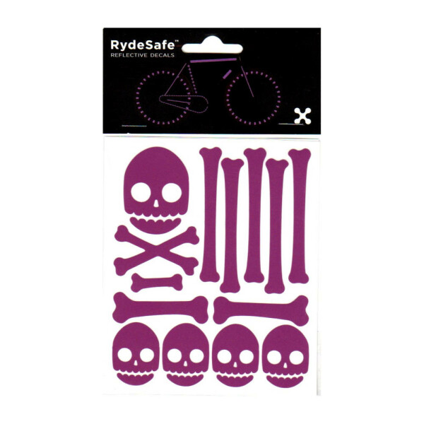 RydeSafe Reflective Bike Decals Skull & Bones Kit (Purple / Violet)