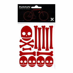RydeSafe Reflective Bike Decals Skull & Bones Kit (Red)
