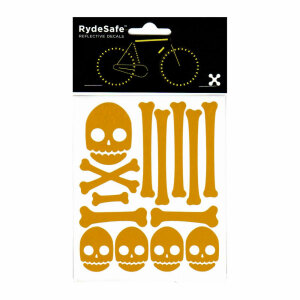 RydeSafe Reflective Bike Decals Skull &amp; Bones Kit yellow
