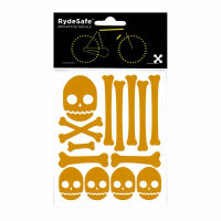 RydeSafe Reflective Bike Decals Skull & Bones Kit yellow