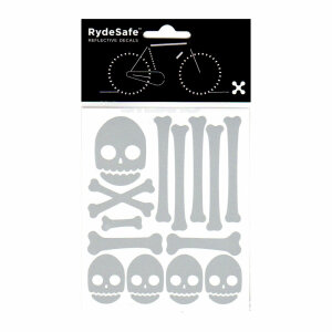 RydeSafe Reflective Bike Decals Skull &amp; Bones Kit...
