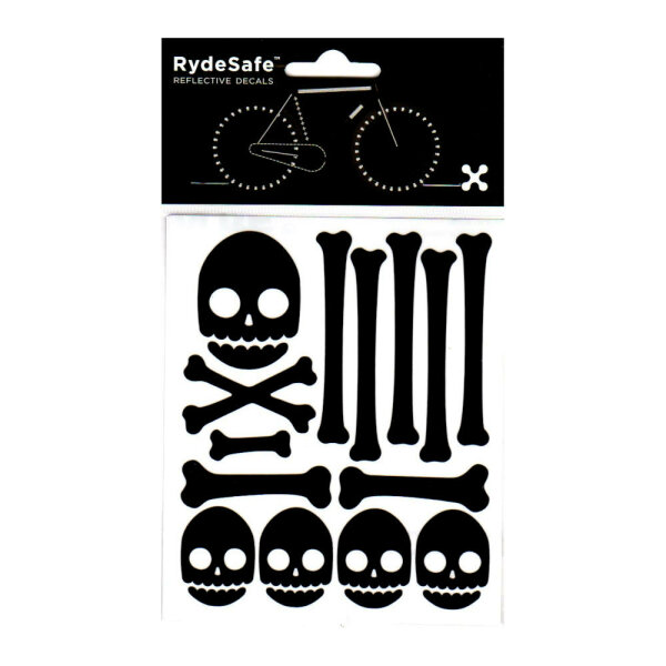 RydeSafe Reflective Bike Decals Skull & Bones Kit (Black)