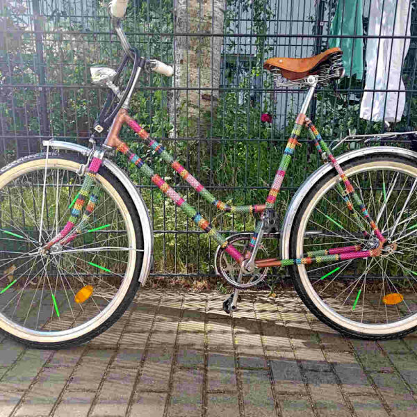 MOOXIBIKE Fahrrad Folie Guerilla Knitting Strickmuster Bike pimpen Rad Aufkleber