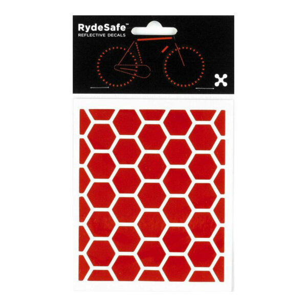 RydeSafe Reflective Stickers Hexagon SMALL (Red)