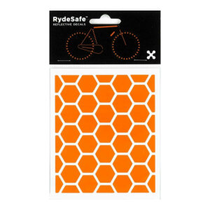 RydeSafe Reflective Stickers Hexagon SMALL (Orange)