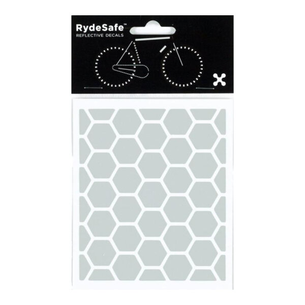 RydeSafe Reflektierende Aufkleber Hexagon SMALL (Weiss / Silber)