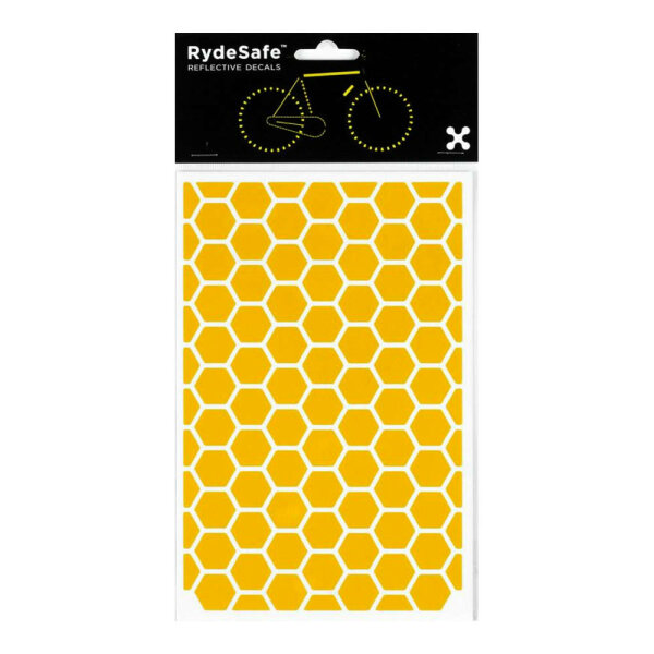 RydeSafe Reflective Stickers Hexagon LARGE (Yellow)