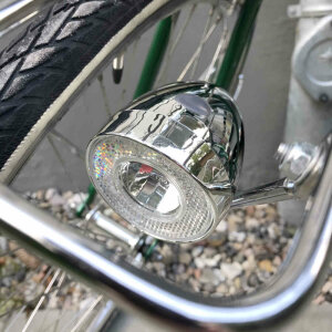 Retro LED Battery Front Light with Chrome Look