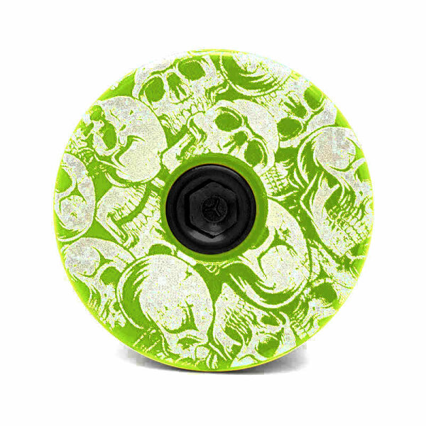 KustomCaps Headset Cap Multi Skulls (Light Green)
